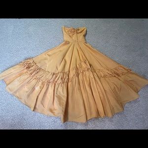 Vintage 1950s Tangerine Taffeta Party Prom Dress S